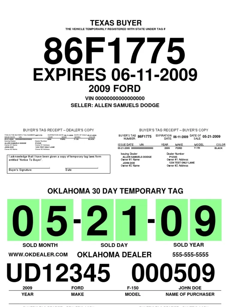Temporary License Plate Receipt Template PDF Land Transport 