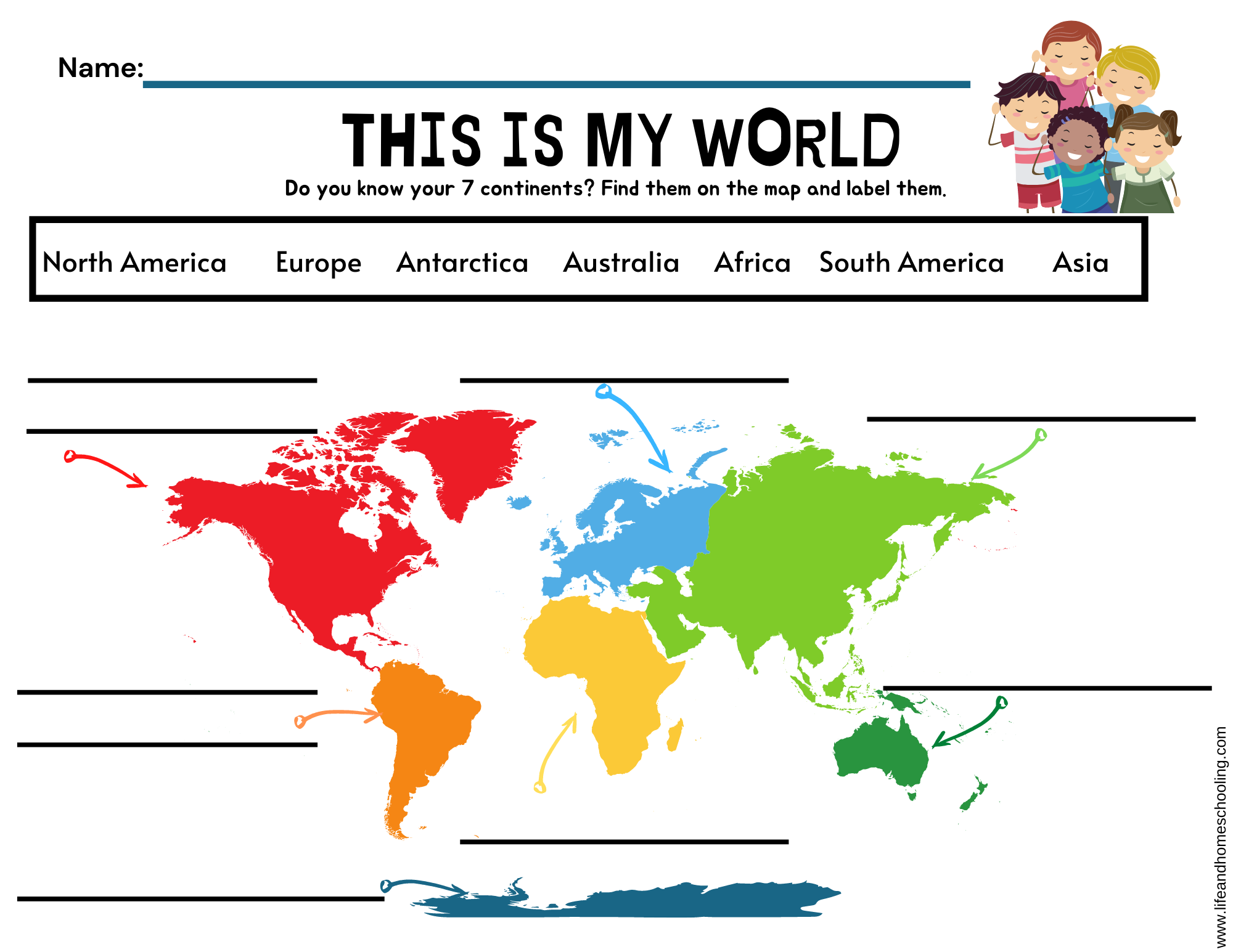 Free Printable Continent Worksheets