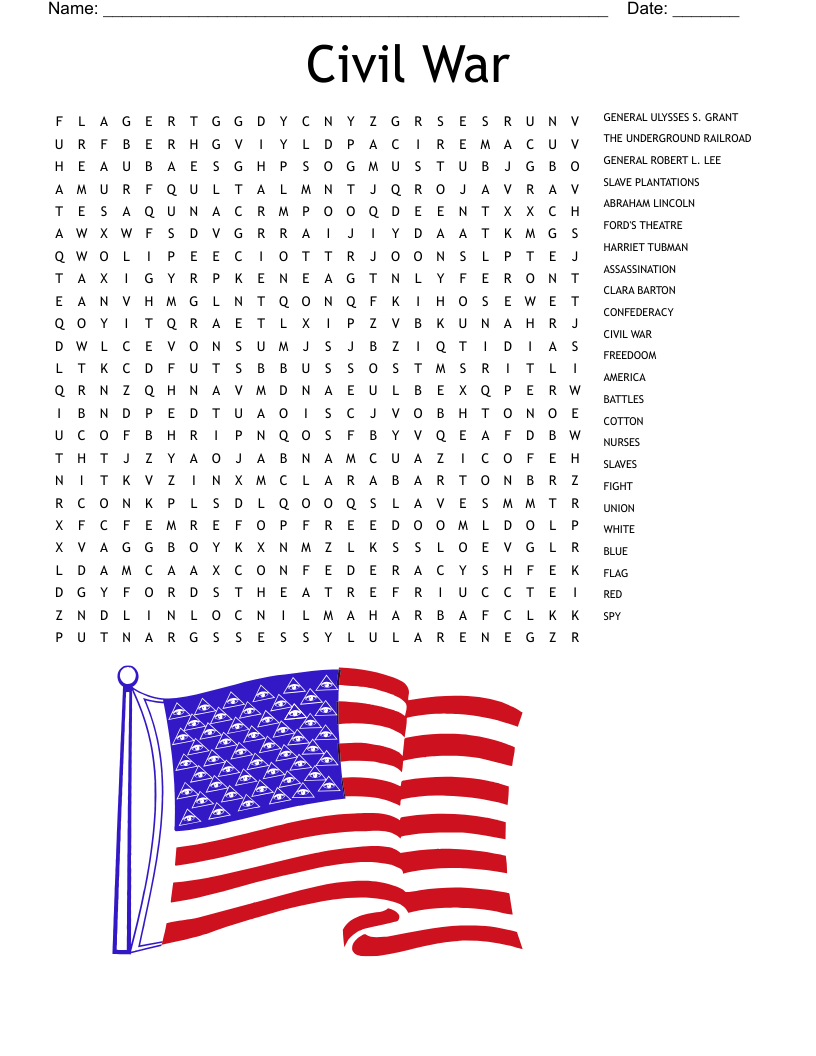 Free Printable Civil War Worksheet