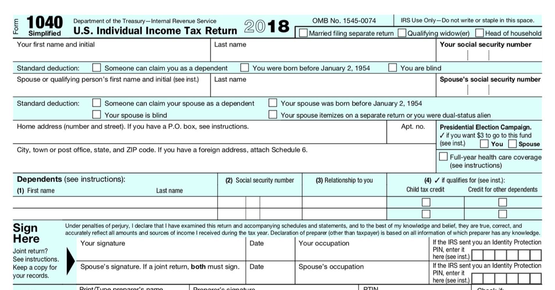 The IRS Proposes A New Face lift For Individual Tax Form 1040 