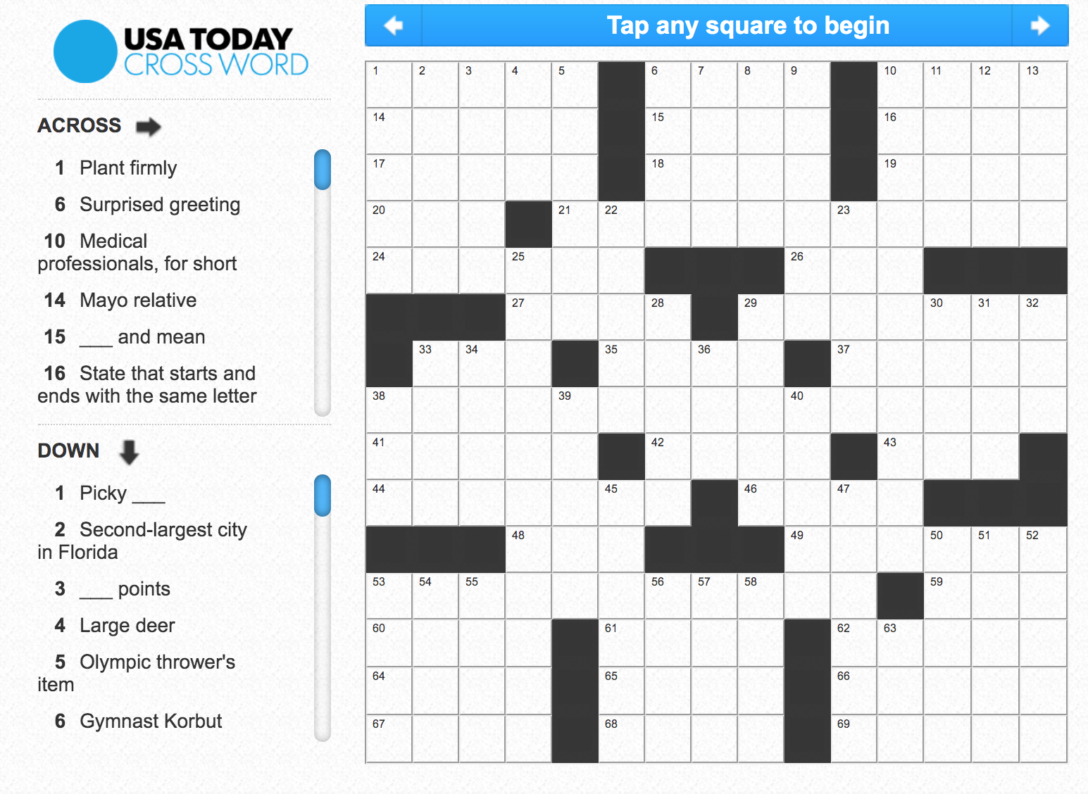 Usa Today Printable Crossword Puzzles