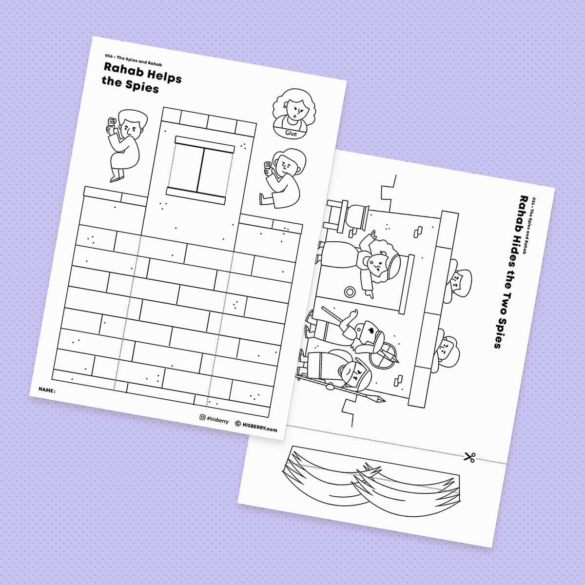 The Spies And Rahab Drawing Coloring Pages Printable For Kids 
