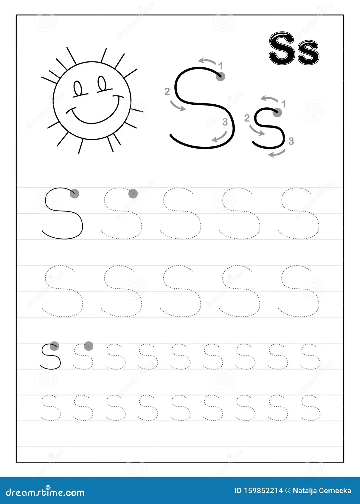 Tracing Alphabet Letter S Black And White Educational Pages On 