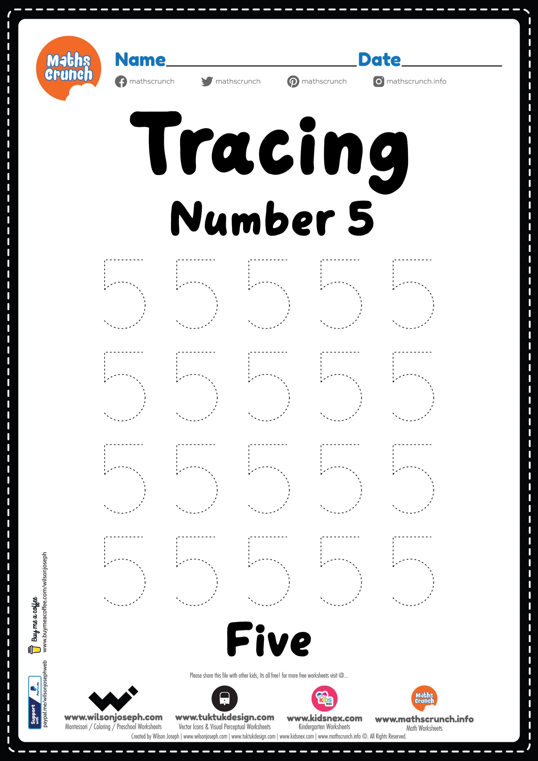 Number 5 Worksheet Free Printable
