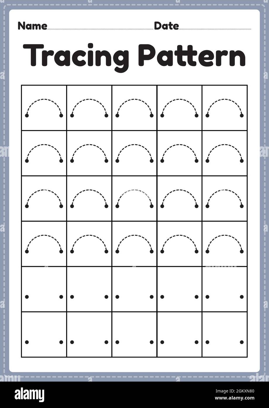 Tracing Pattern Curve Lines Worksheet For Kindergarten Preschool 