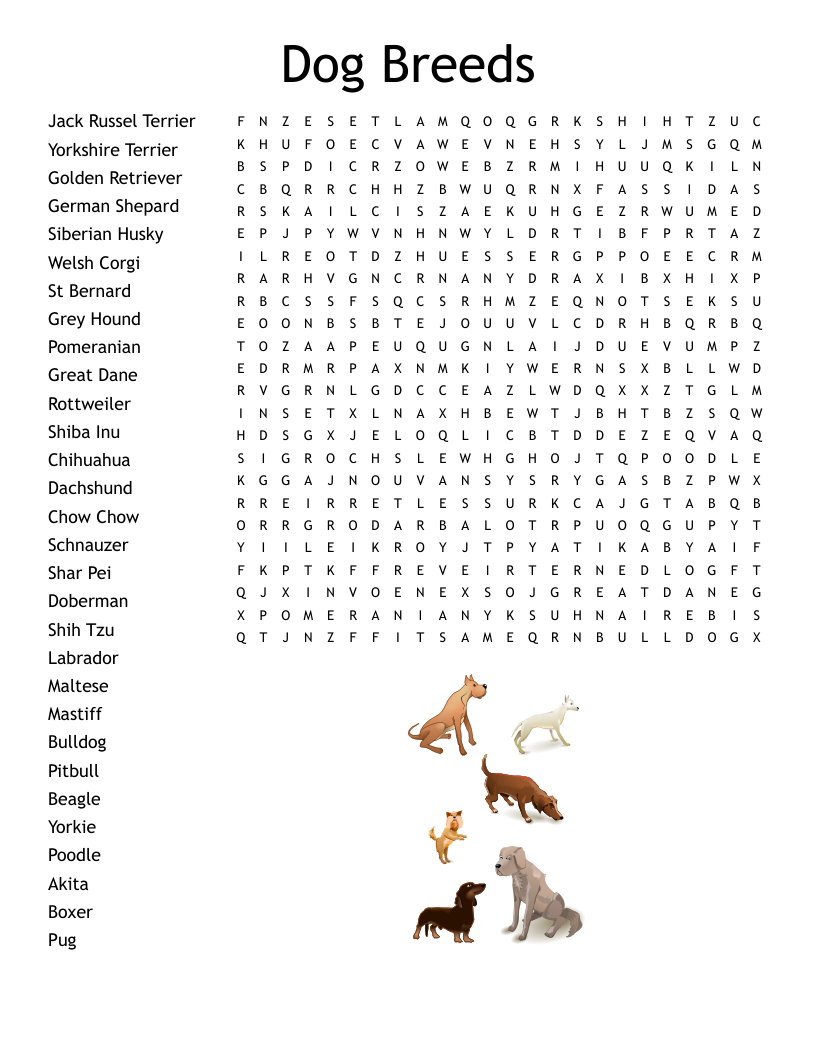 Puppy Word Search Printable