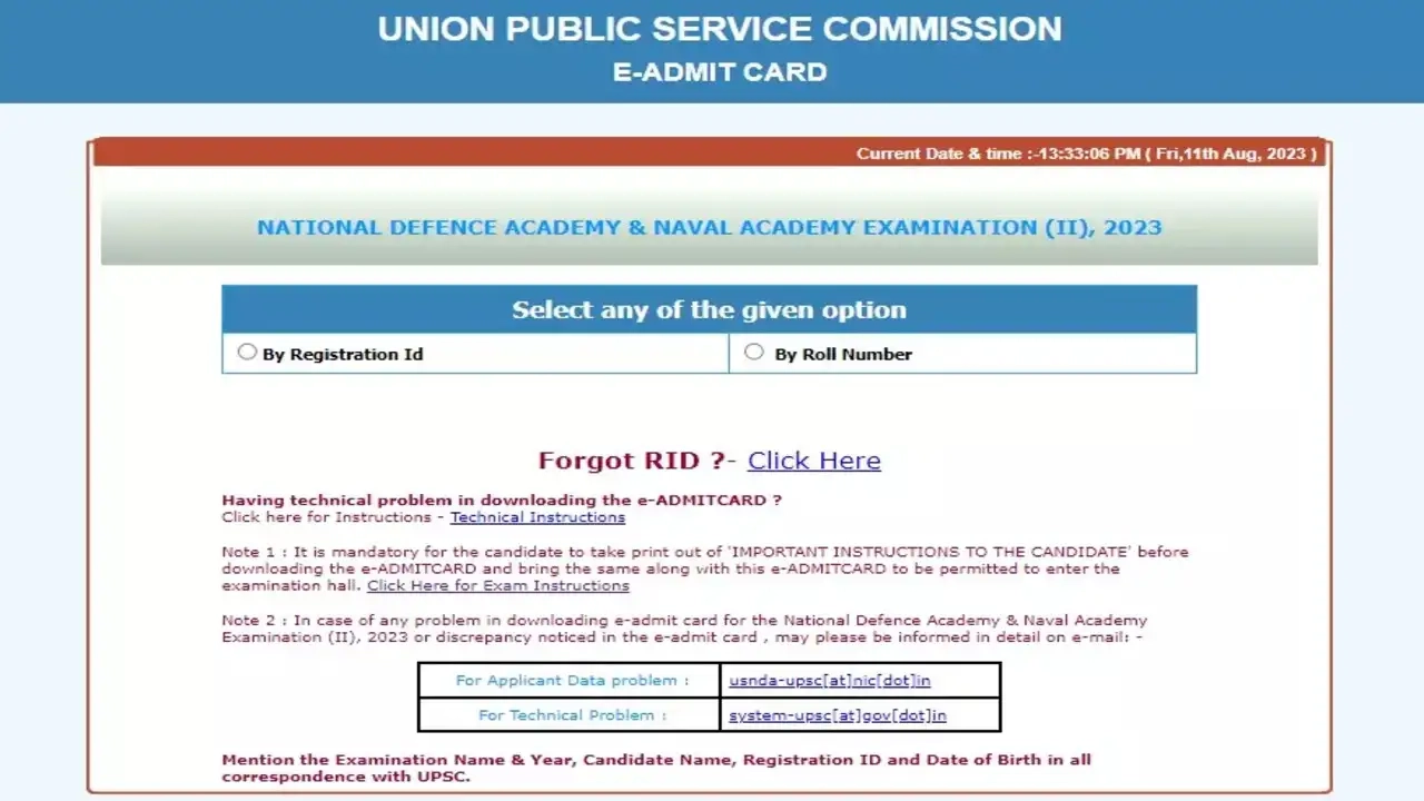UPSC NDA 2 Admit Card 2023 Released On Upsconline nic in Direct 