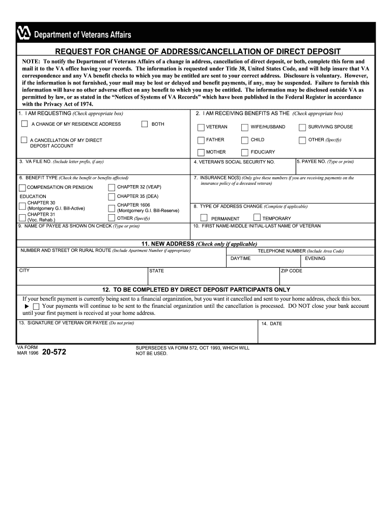Va Form 20 572 Printable Printable