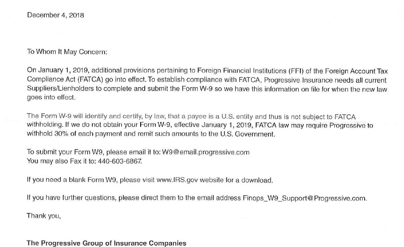 Request For W-9 Form Letter