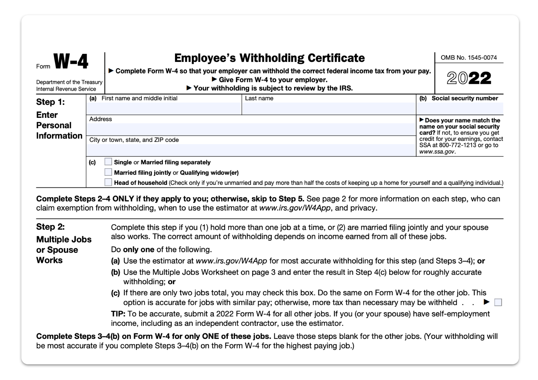 Federal W4 Form 2023 Online