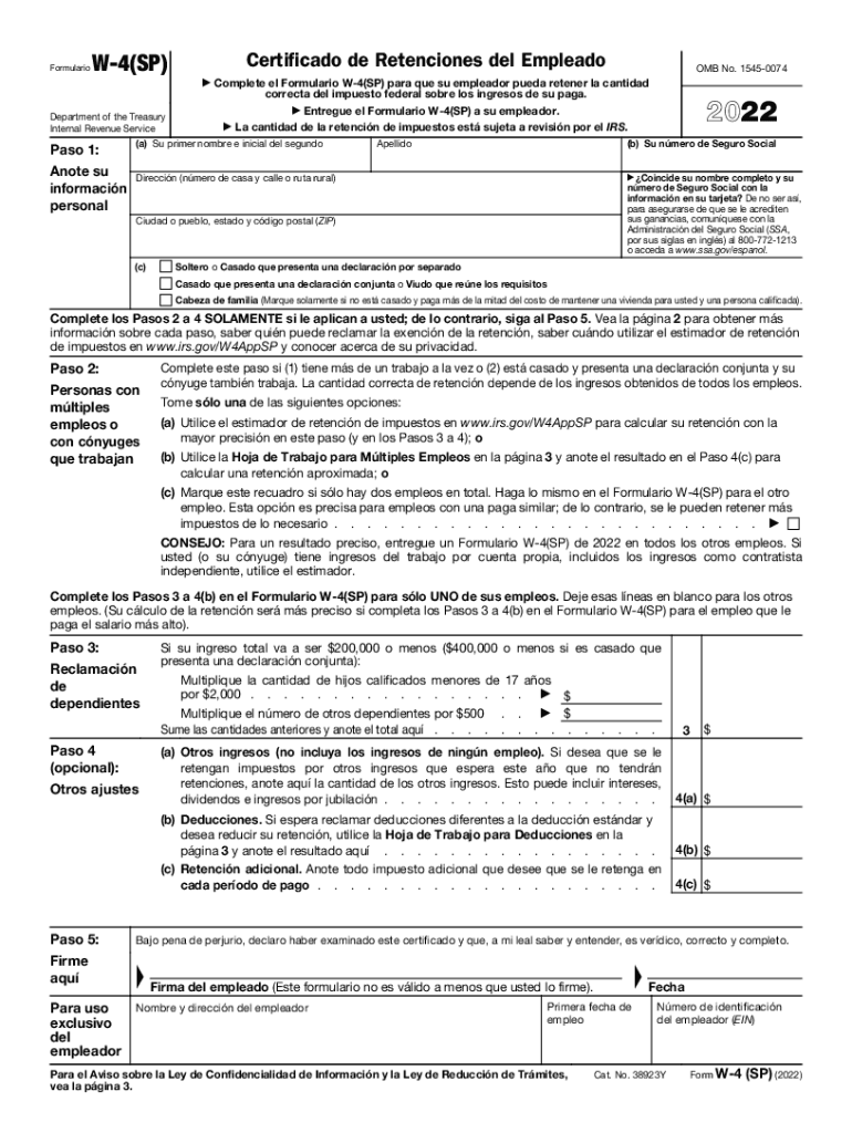 W4 Form 2025 Printable Spanish