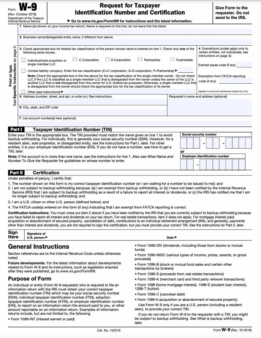 W 9 Form Vs 1099 Form