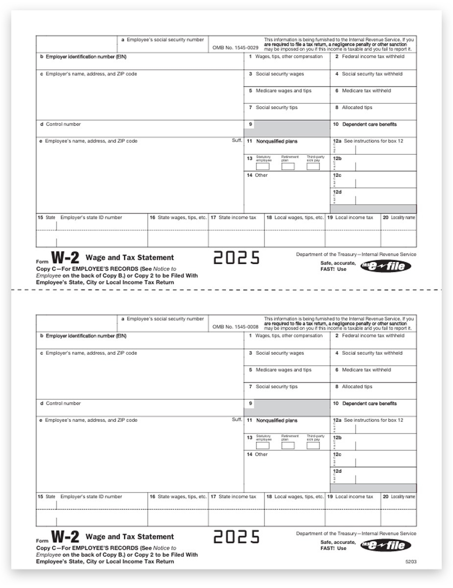 W2 Printable Form 2020 Template