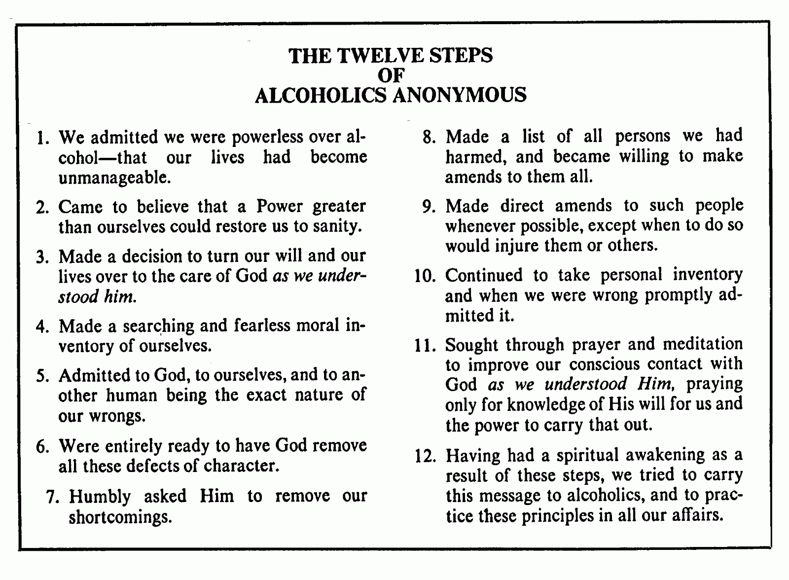 Aa Twelve Steps Printable Pdf