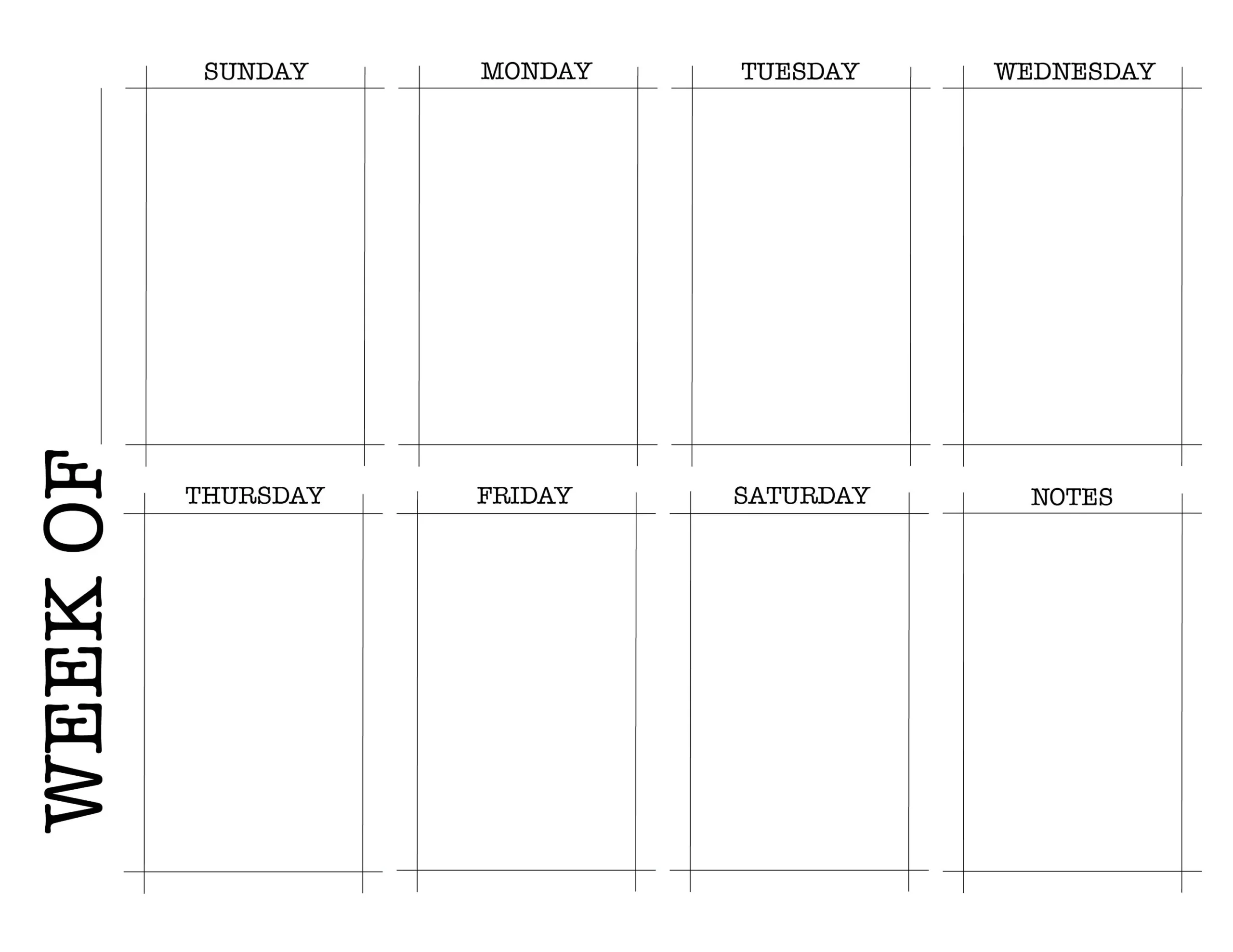 Blank Weekly Calendar Printable