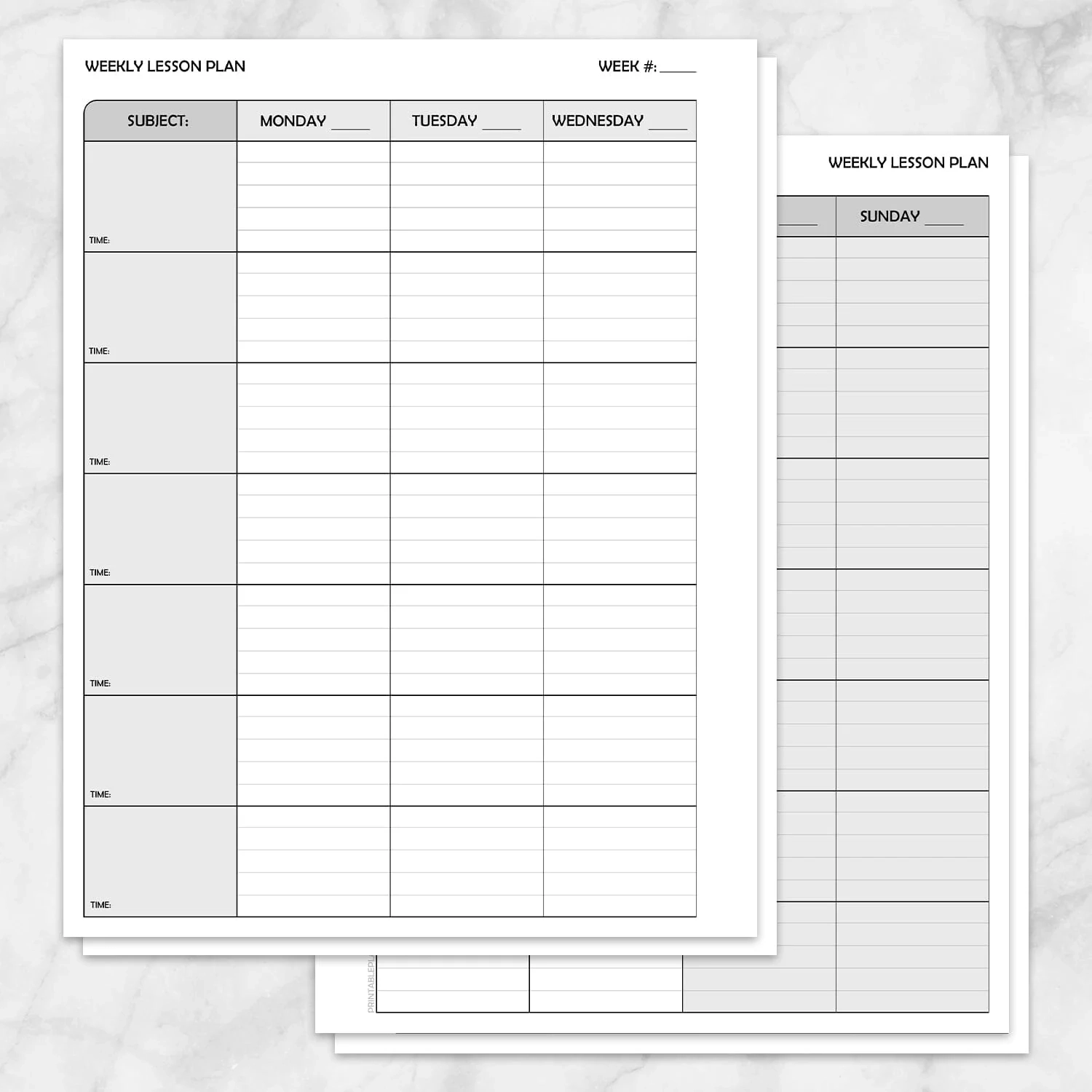 Weekly Lesson Plan Pages Printable Teacher Planner PDF 
