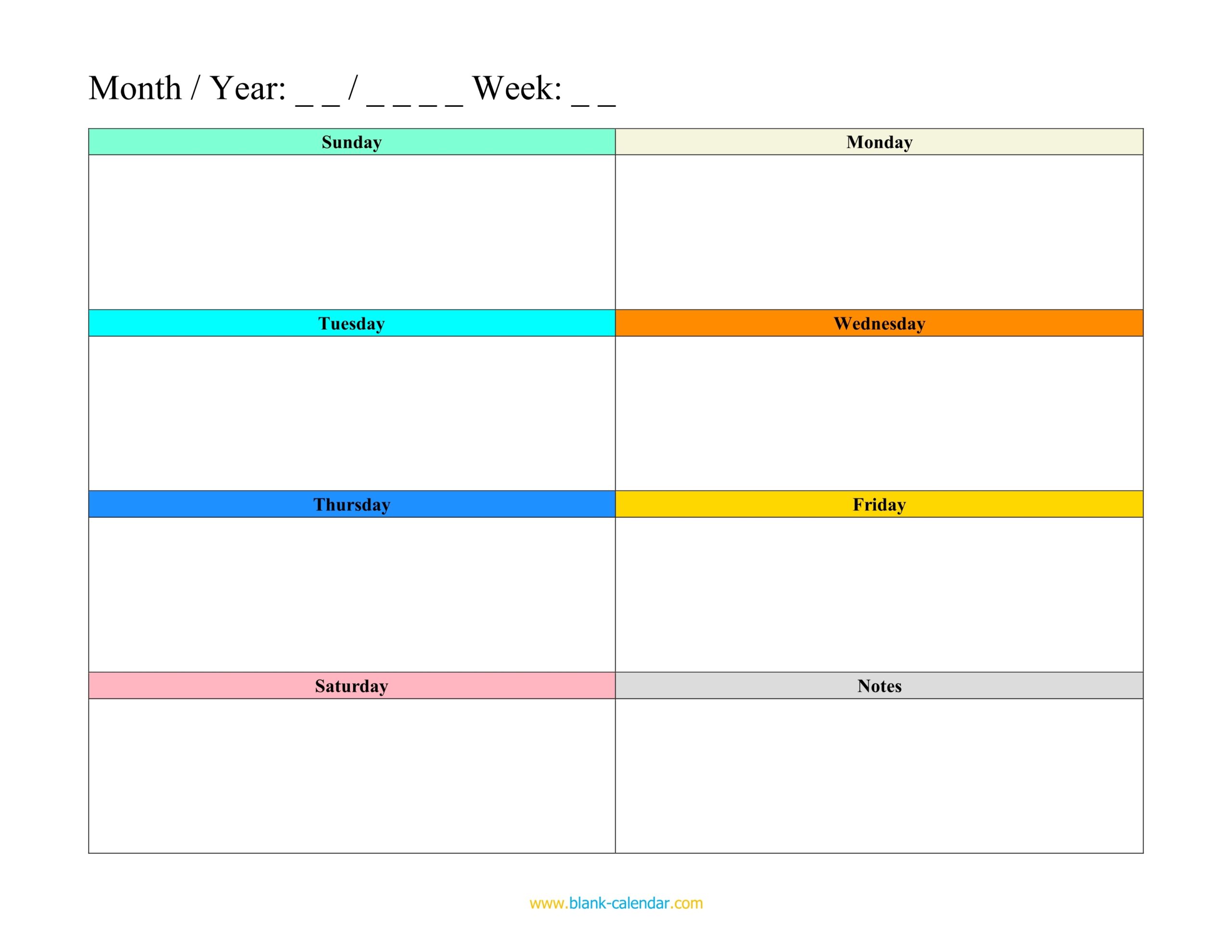 Weekly Schedule Template Free Printable