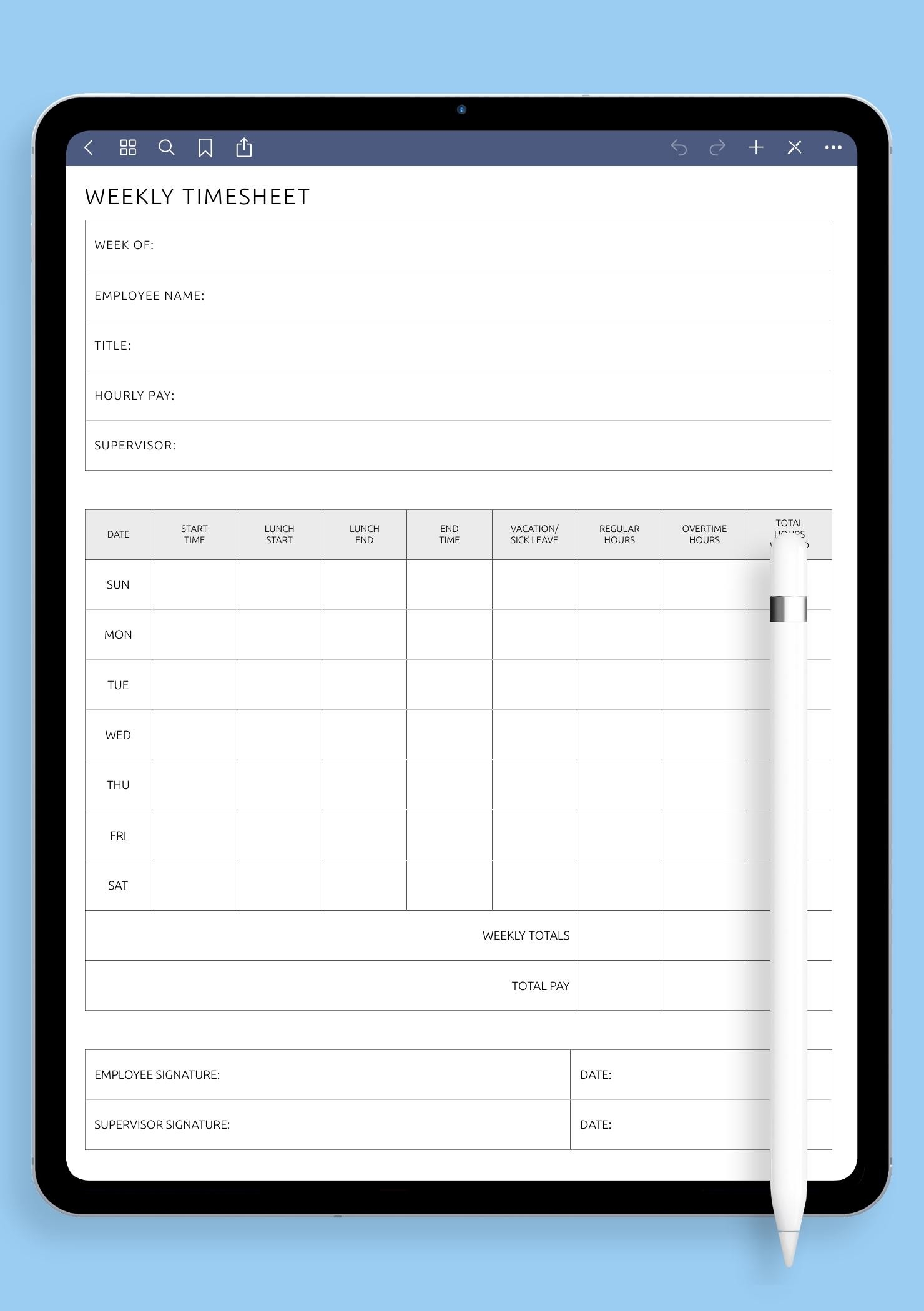 Weekly Timesheet Template Track Work Hours amp Productivity