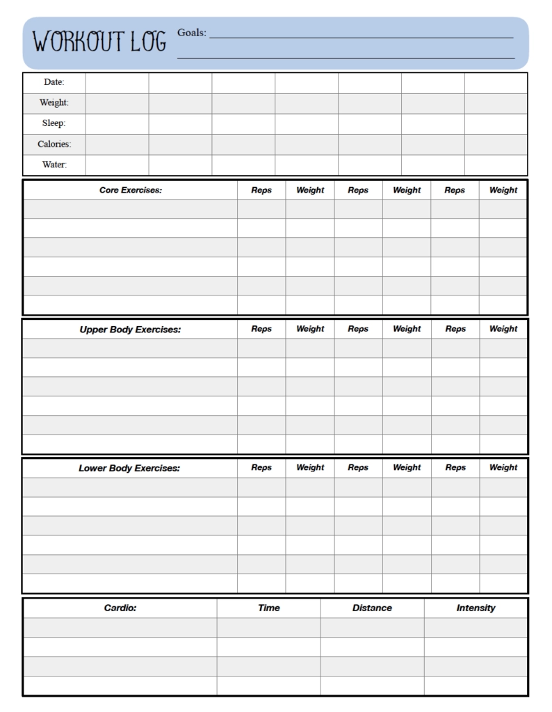 Weight Training Log Template Free Fitness Planner Template Free 