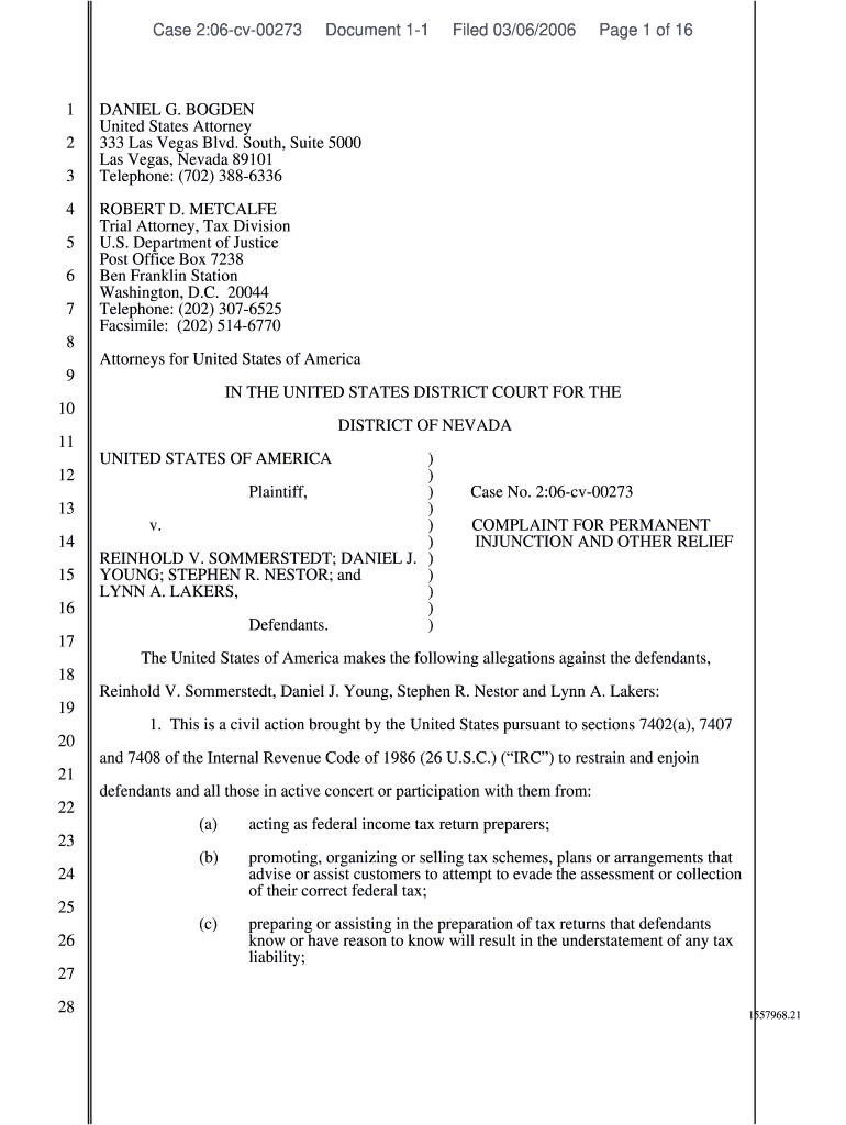 Legal Complaint Form Template