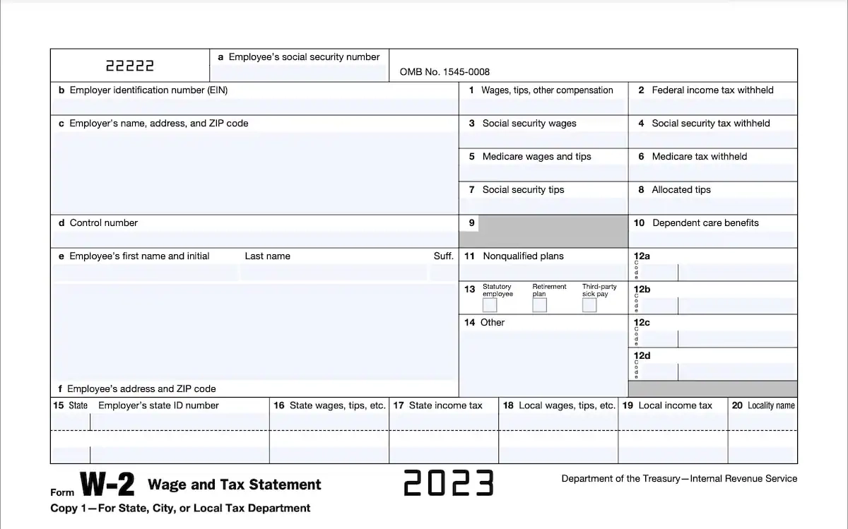 W-2 Form 2023 Printable Pdf