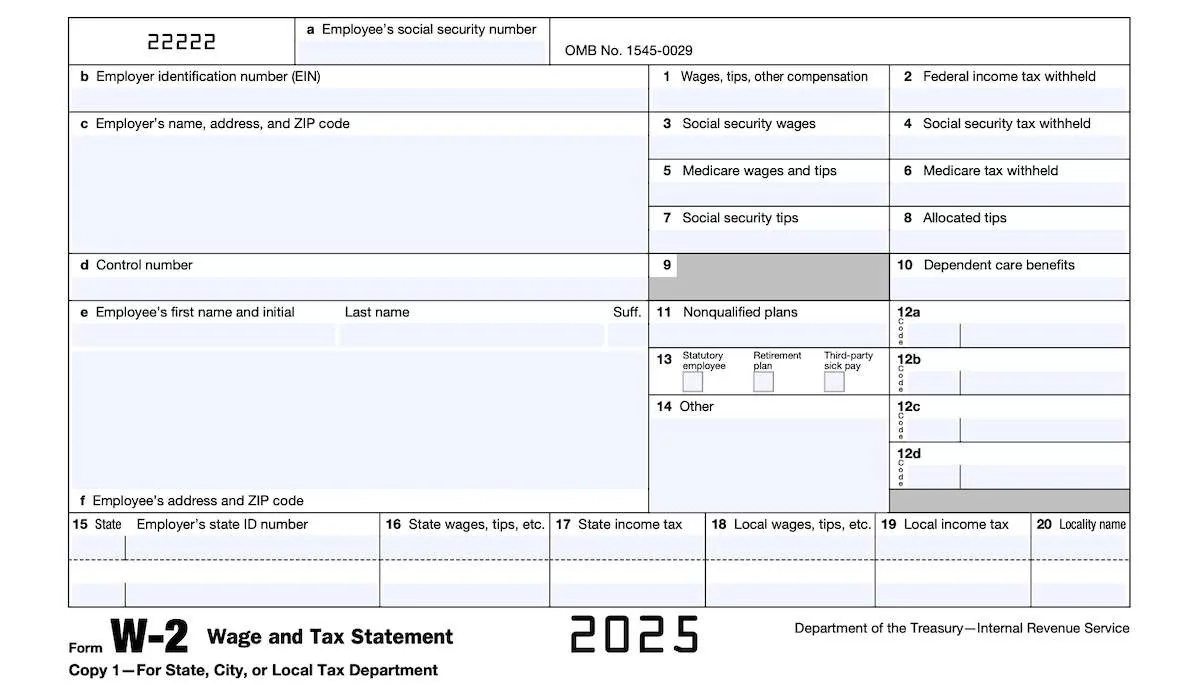 Federal W2 Form 2025