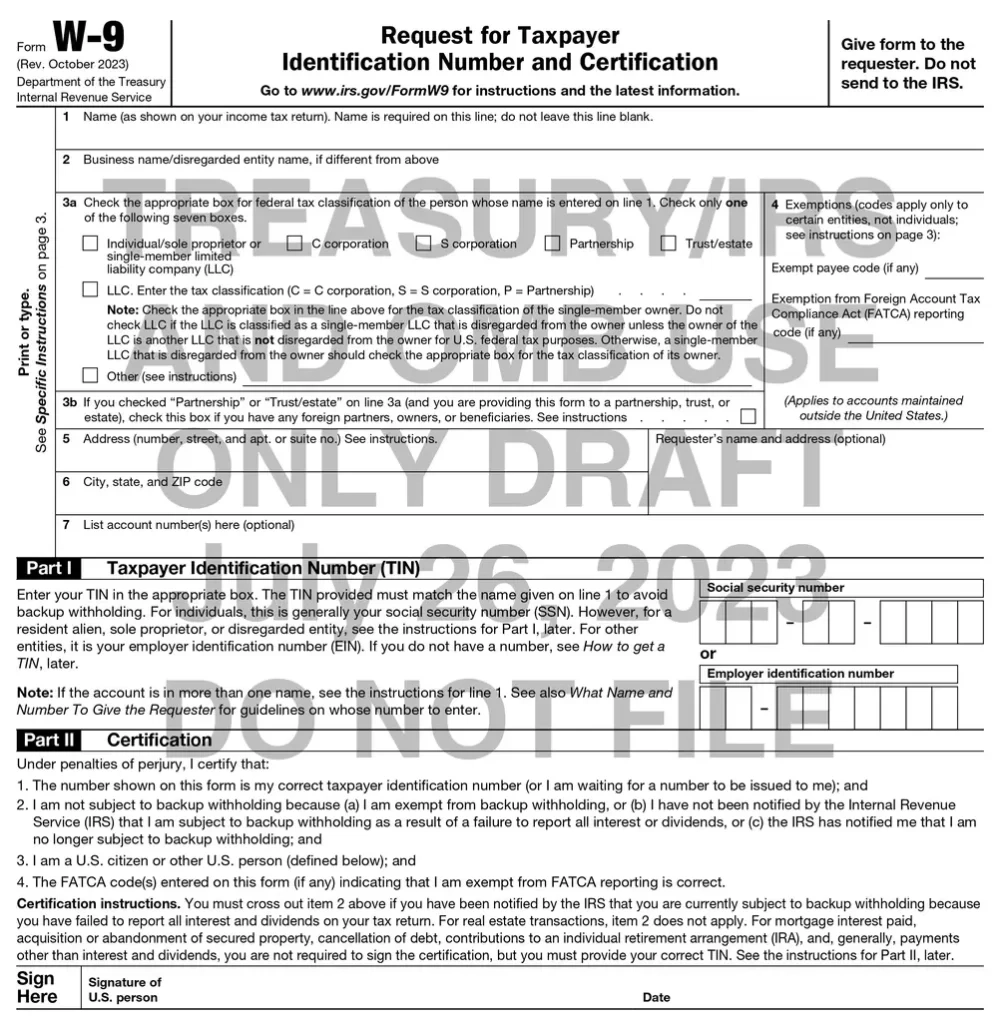 W-9 Form Line 7