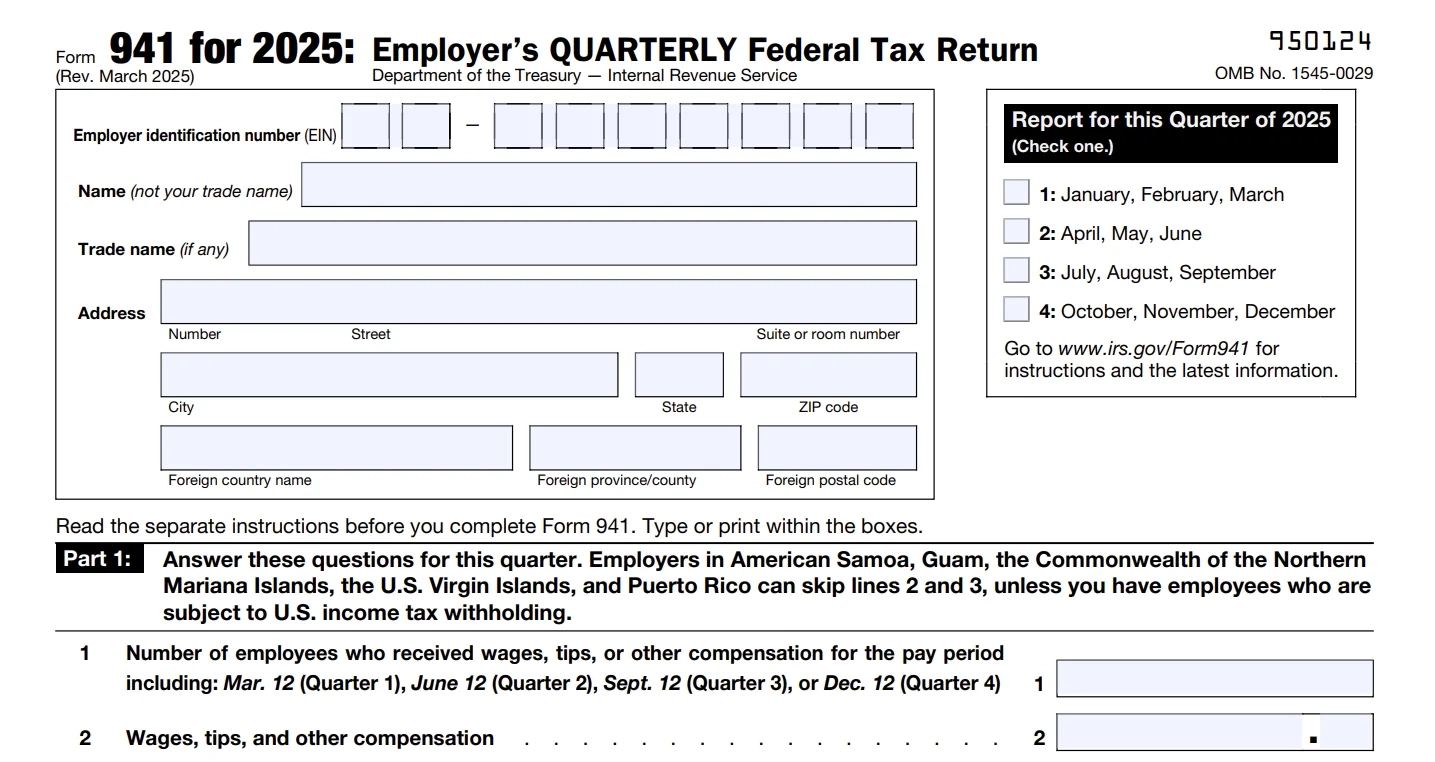 What Is Form 941 Employer s Quarterly Federal Tax Return