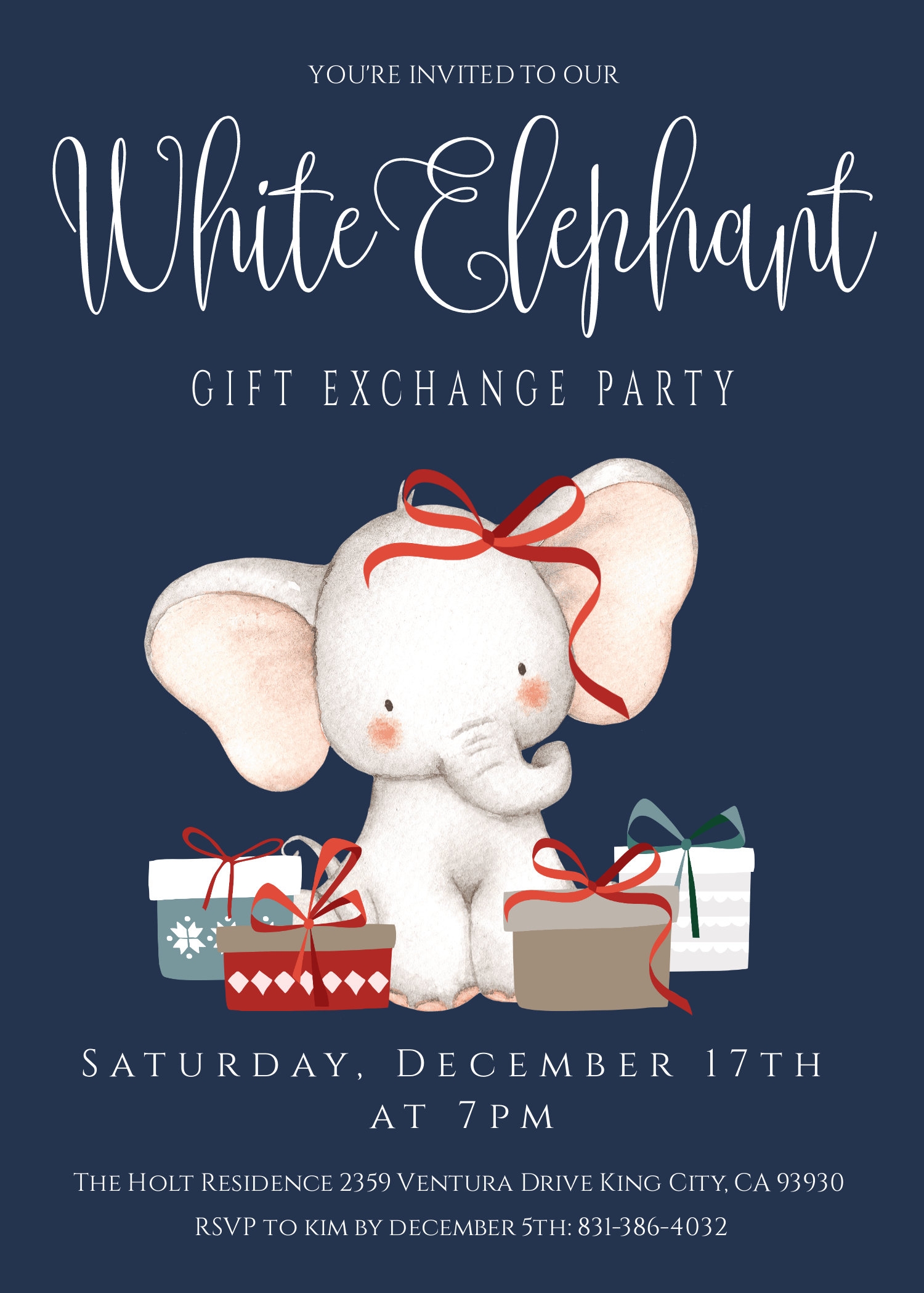 Free Printable White Elephant Invitation Template Free