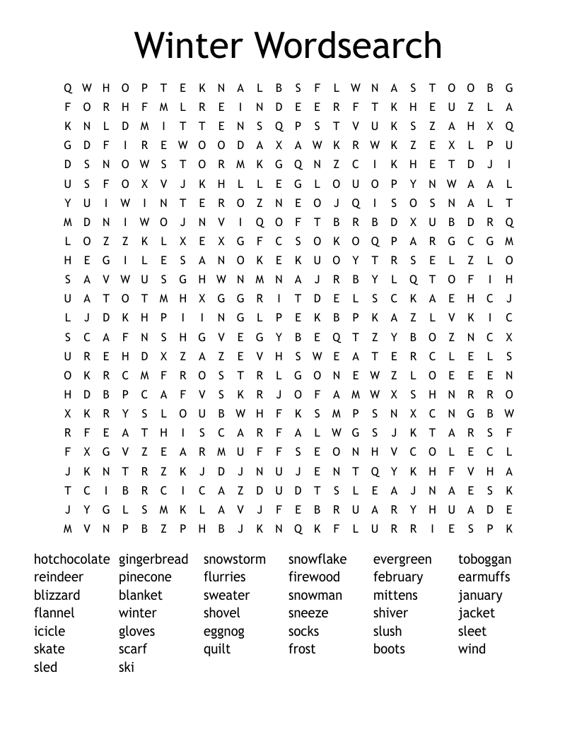 Winter Word Searches Printable