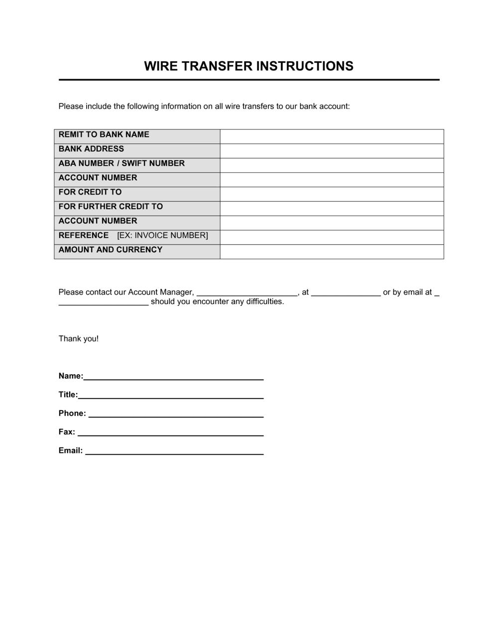 Wire Forms For Banks
