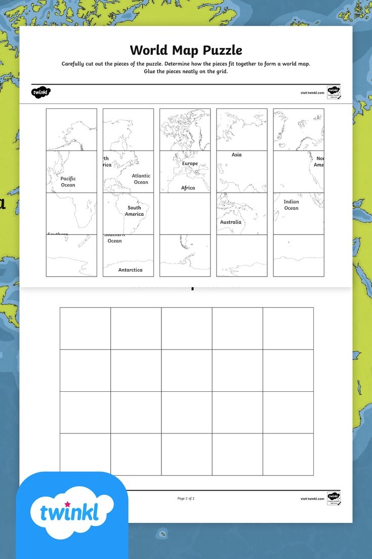 World Map Printable Puzzle For Kids 