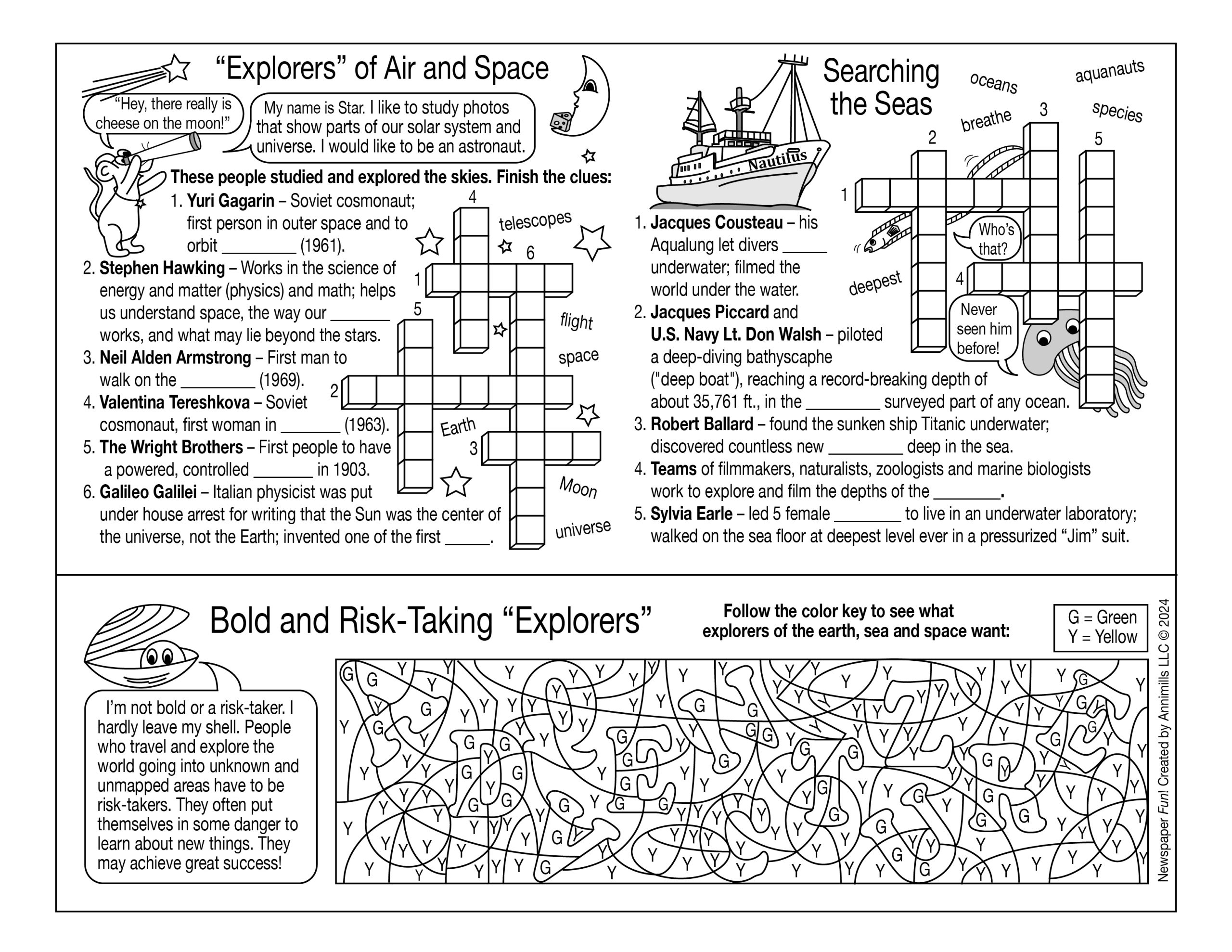 Printable Crossword Puzzles Sea Explorers