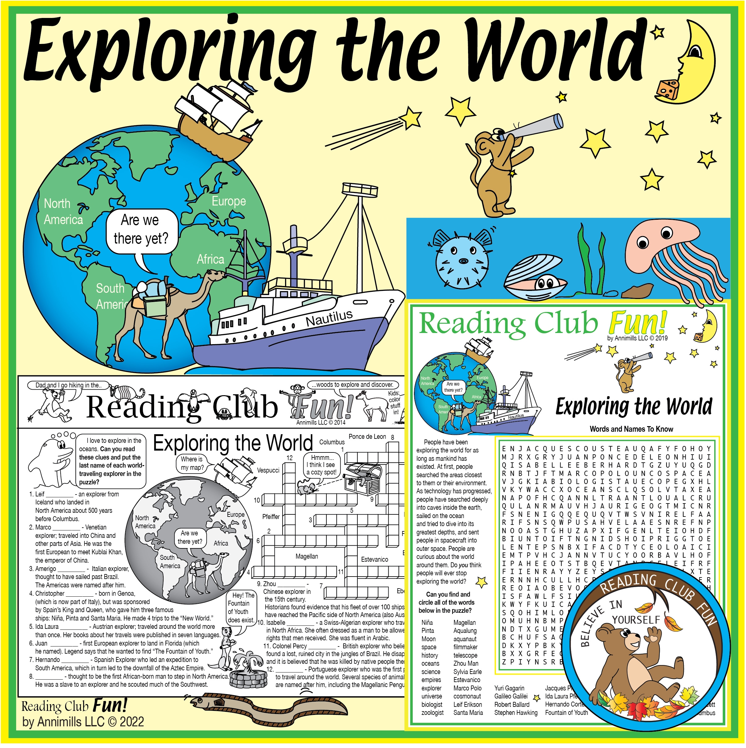 World Traveling Explorers Puzzles Crosswords Word Searches 