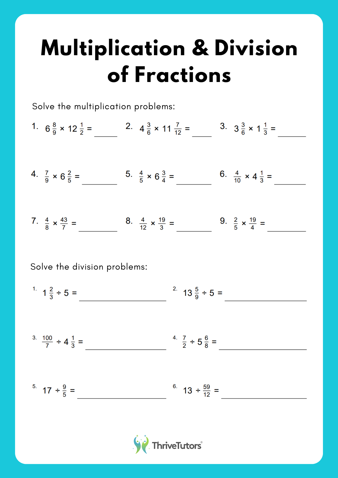 Year 6 Maths Worksheets Thrive Education Australia