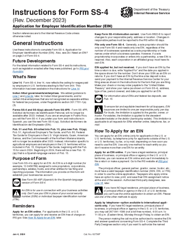 2023 2026 Form IRS Instruction SS 4 Fill Online Printable 