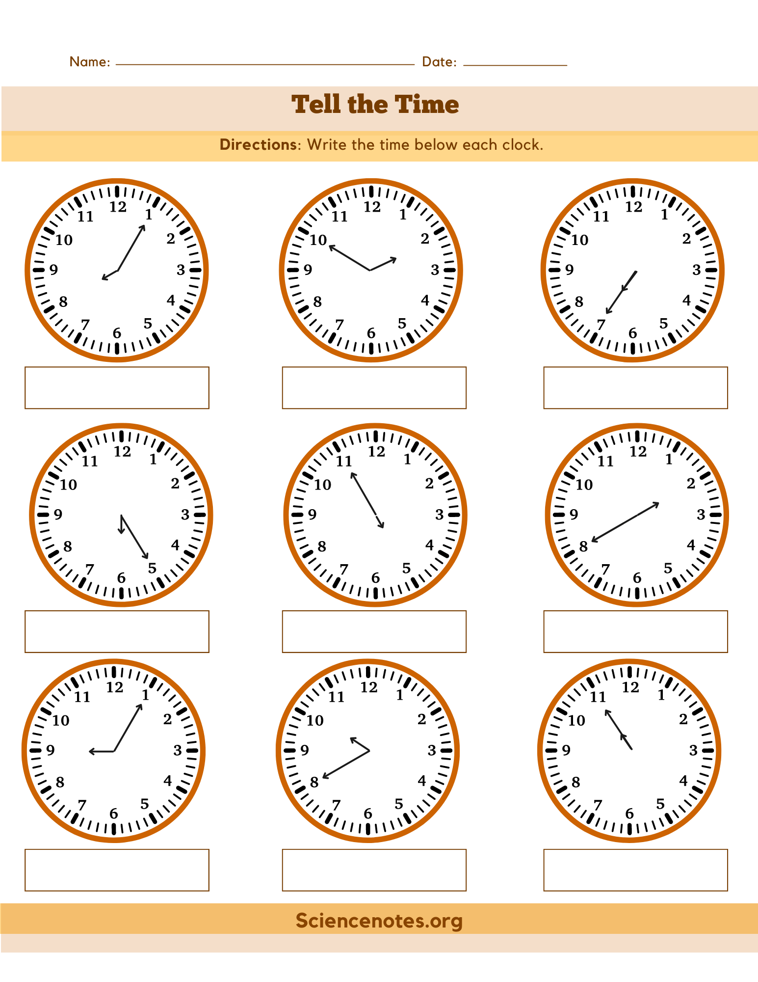 Free Clock Worksheets Printable