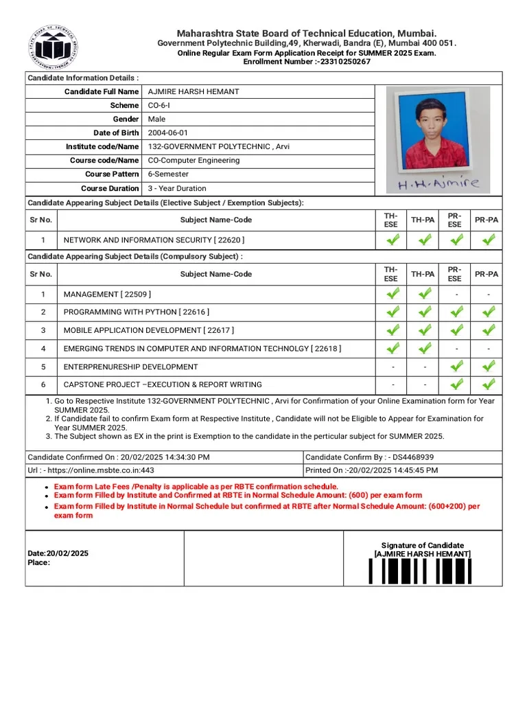 harsh exam form 2025 pdf qualifications educational stages